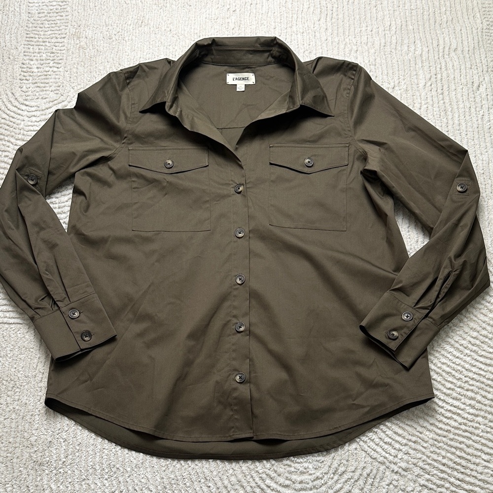 L'AGENCE Pearson Woven Military Shirt Women’s Size Small - Picture 3 of 14
